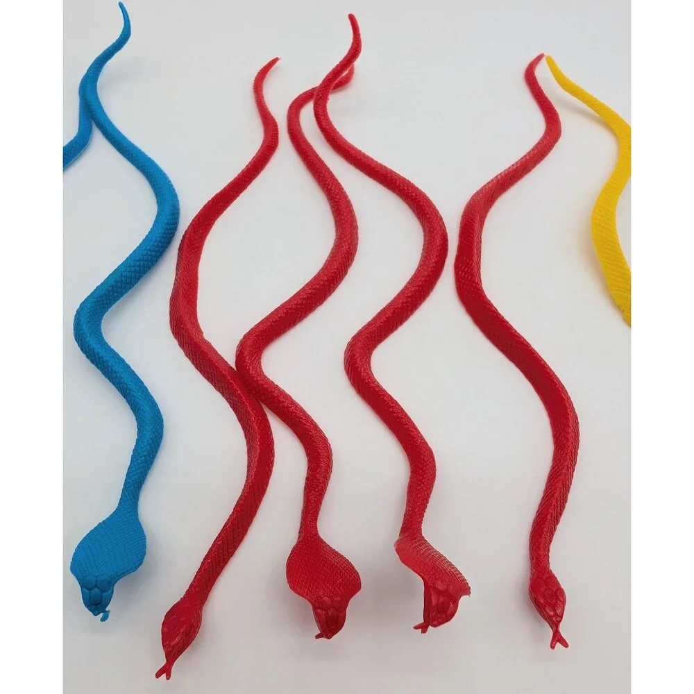 Lot Of 15 Hard Plastic Snakes Toys Party Favors Cake Toppers